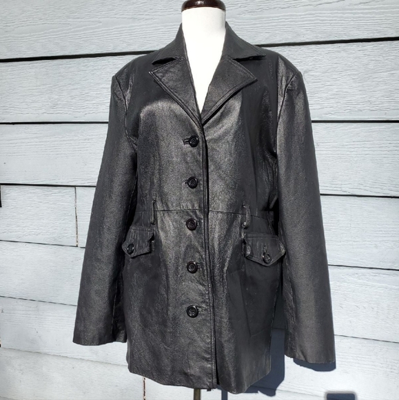 Moda Italy Black Bellagio Leather Jacket - Picture 1 of 8